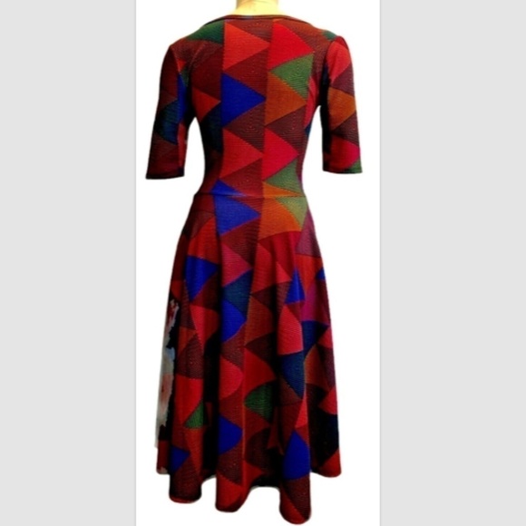LulaRoe Nicole Stretch Fit & Flare Drop Waist Pullover Sz S Colorful Dress #229E - Picture 3 of 6